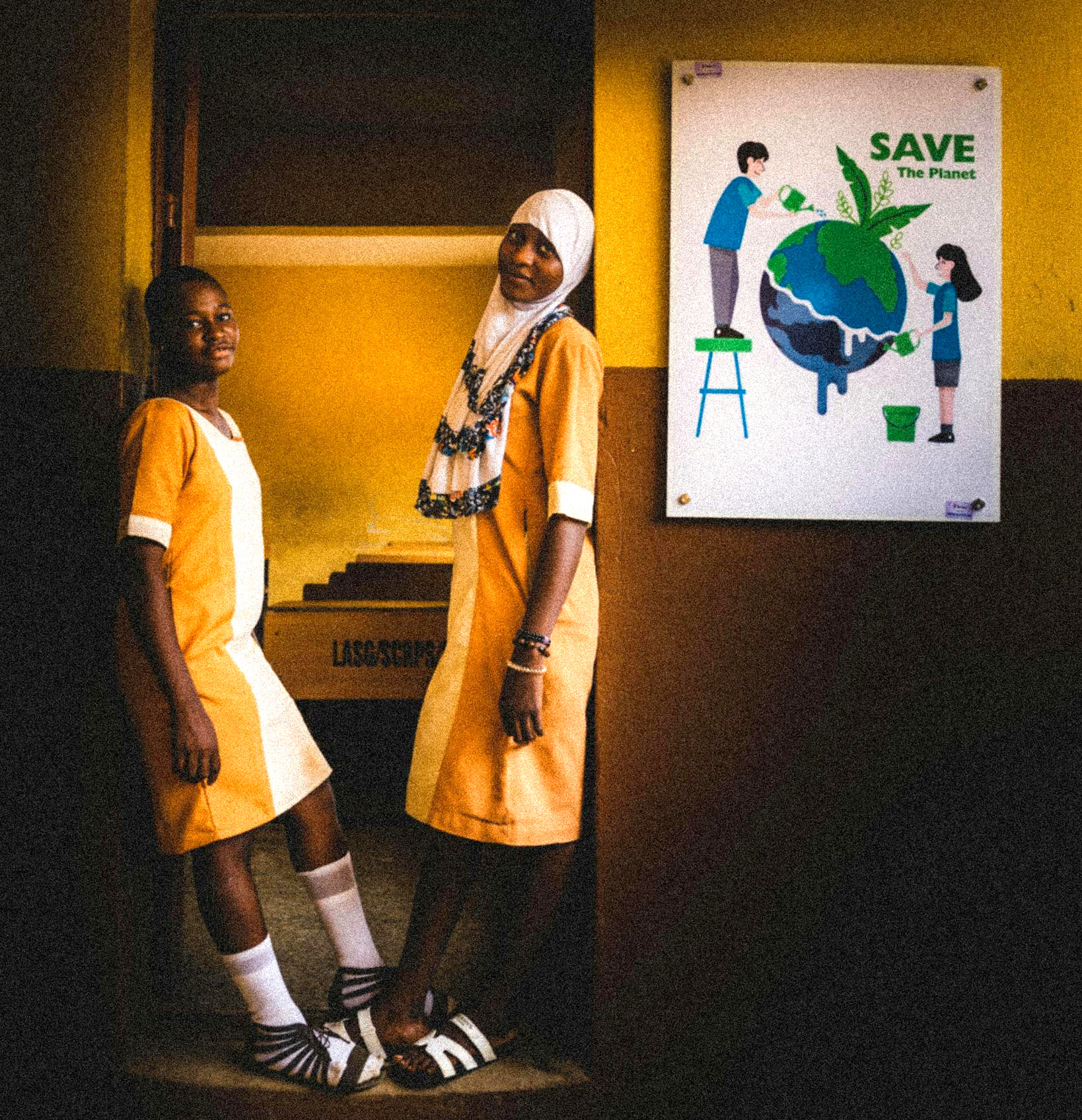 Two students in a classroom