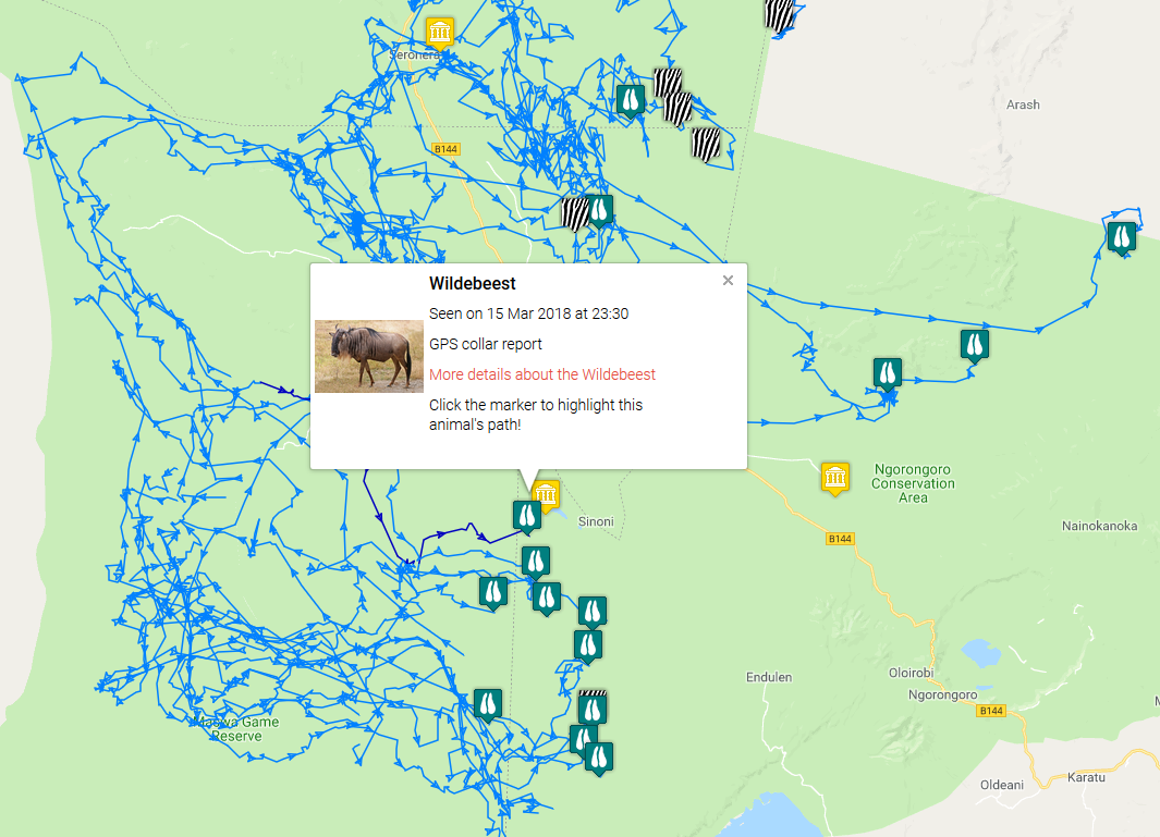 Animal tracker screenshot